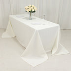 Fire Retardant Premium Polyester 90"x132" Rectangular Tablecloth Ivory - High - Performance Seamless Table Cover - Bell Racket Store