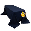 Fire Retardant Premium Polyester 90"x132" Rectangular Tablecloth Navy Blue - High - Performance Seamless Table Cover - Bell Racket Store