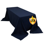 Fire Retardant Premium Polyester 90"x132" Rectangular Tablecloth Navy Blue - High - Performance Seamless Table Cover - Bell Racket Store