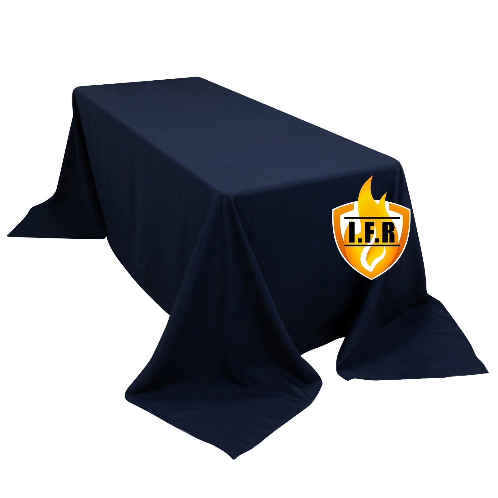 Fire Retardant Premium Polyester 90"x132" Rectangular Tablecloth Navy Blue - High - Performance Seamless Table Cover - Bell Racket Store