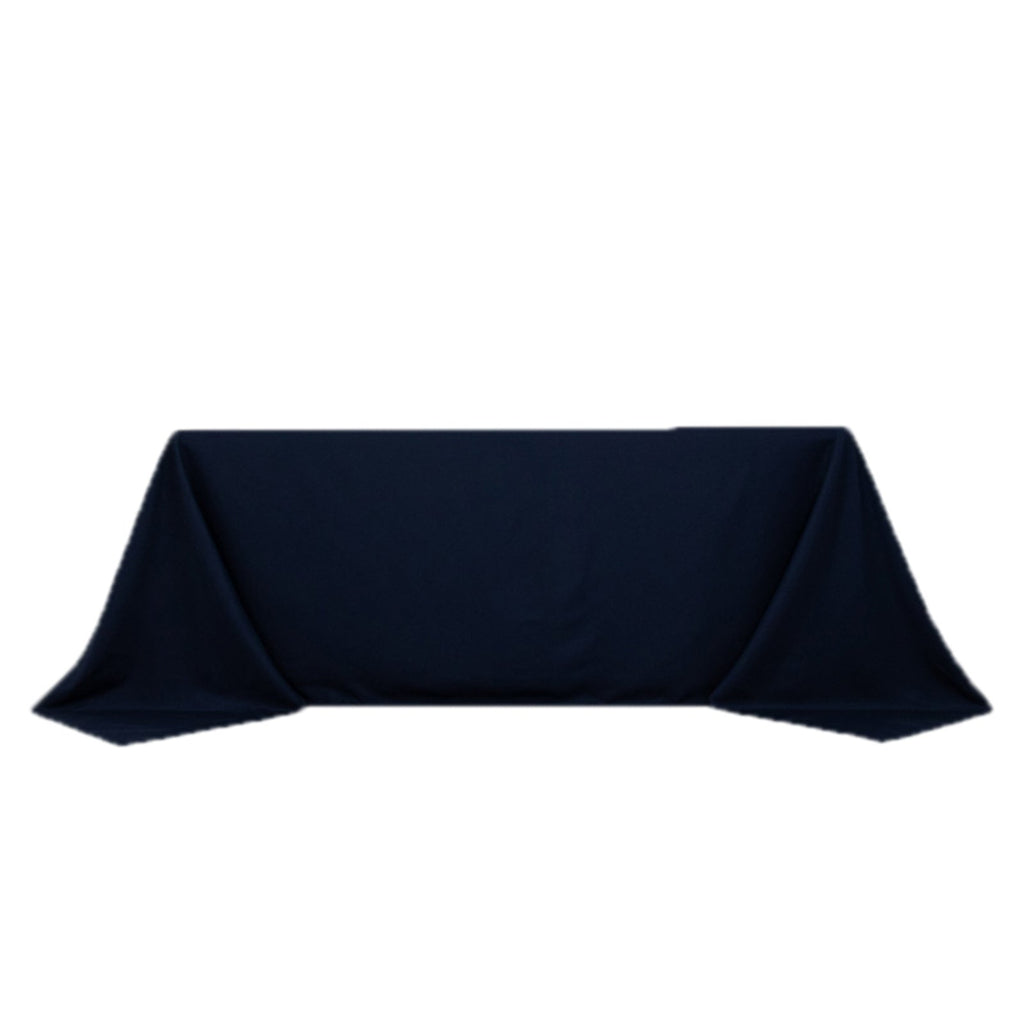 Fire Retardant Premium Polyester 90"x132" Rectangular Tablecloth Navy Blue - High - Performance Seamless Table Cover - Bell Racket Store
