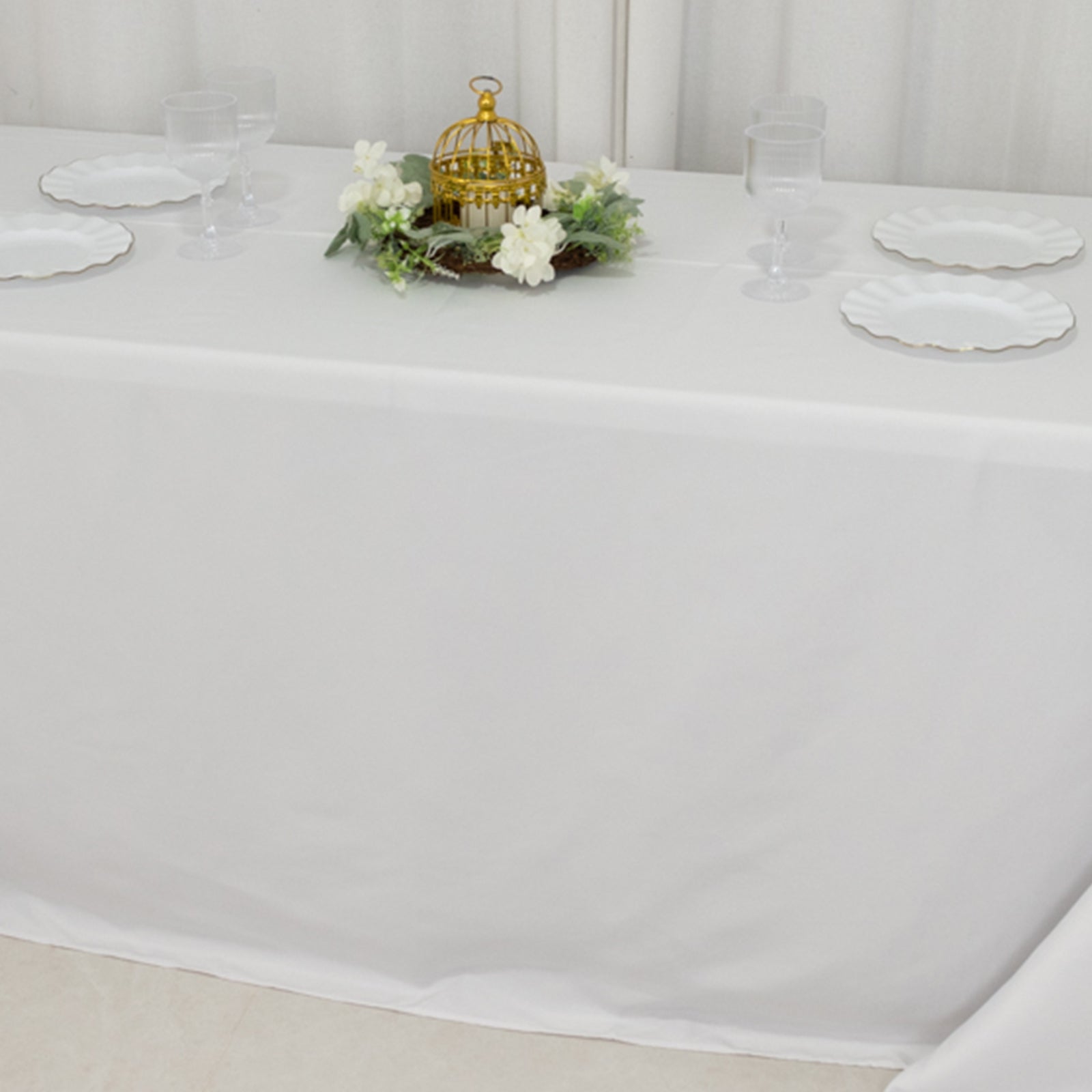 Fire Retardant Premium Polyester 90"x132" Rectangular Tablecloth White - Stylish High - Performance Seamless Table Cover for Large Gatherings - Bell Racket Store