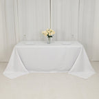 Fire Retardant Premium Polyester 90"x132" Rectangular Tablecloth White - Stylish High - Performance Seamless Table Cover for Large Gatherings - Bell Racket Store