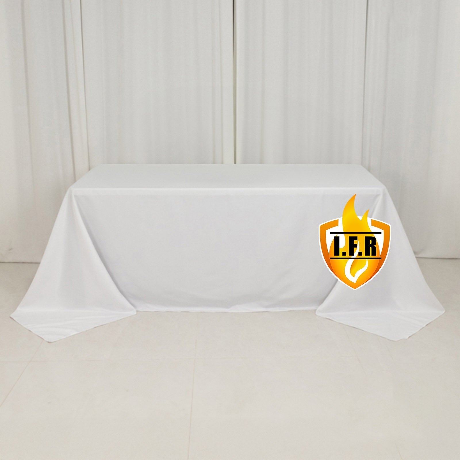 Fire Retardant Premium Polyester 90"x132" Rectangular Tablecloth White - Stylish High - Performance Seamless Table Cover for Large Gatherings - Bell Racket Store
