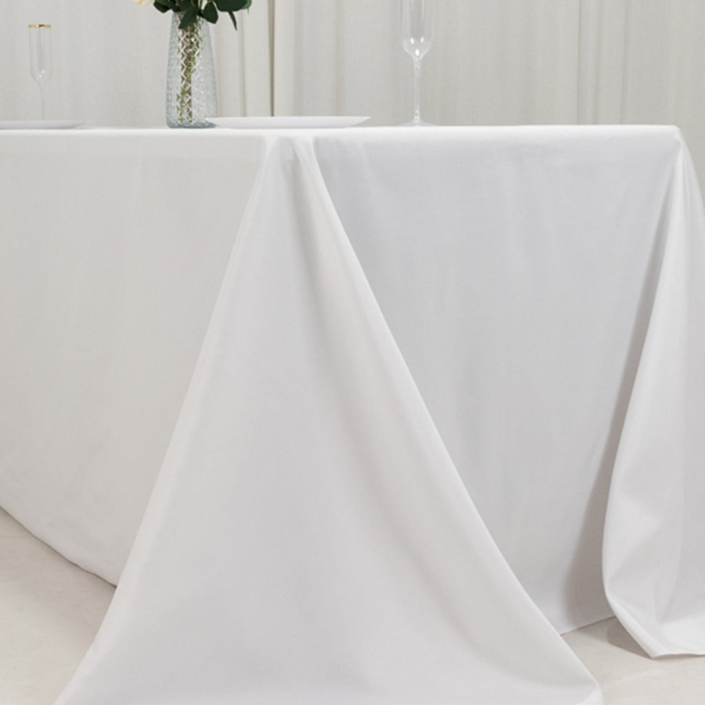 Fire Retardant Premium Polyester 90"x132" Rectangular Tablecloth White - Stylish High - Performance Seamless Table Cover for Large Gatherings - Bell Racket Store