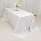 Fire Retardant Premium Polyester 90"x132" Rectangular Tablecloth White - Stylish High - Performance Seamless Table Cover for Large Gatherings - Bell Racket Store
