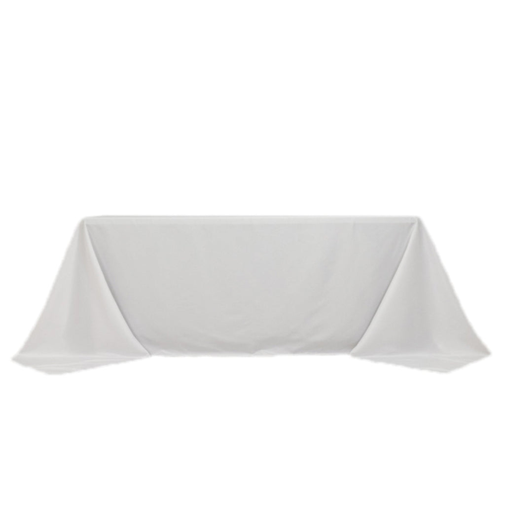 Fire Retardant Premium Polyester 90"x132" Rectangular Tablecloth White - Stylish High - Performance Seamless Table Cover for Large Gatherings - Bell Racket Store