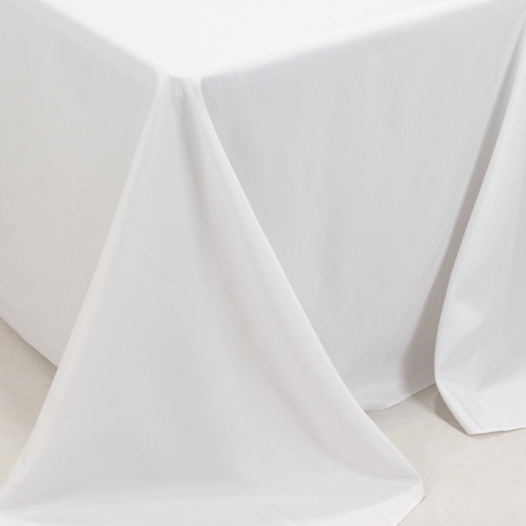 Fire Retardant Premium Polyester 90"x132" Rectangular Tablecloth White - Stylish High - Performance Seamless Table Cover for Large Gatherings - Bell Racket Store