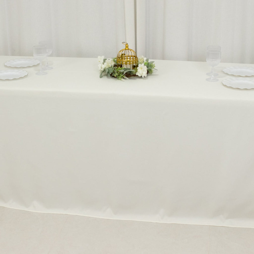 Fire Retardant Premium Polyester 90"x156" Rectangular Tablecloth Ivory - High - Performance Seamless Table Cover - Bell Racket Store