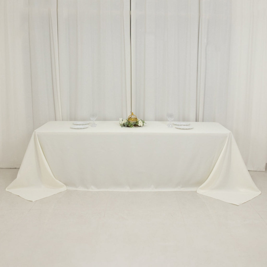 Fire Retardant Premium Polyester 90"x156" Rectangular Tablecloth Ivory - High - Performance Seamless Table Cover - Bell Racket Store