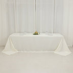 Fire Retardant Premium Polyester 90"x156" Rectangular Tablecloth Ivory - High - Performance Seamless Table Cover - Bell Racket Store