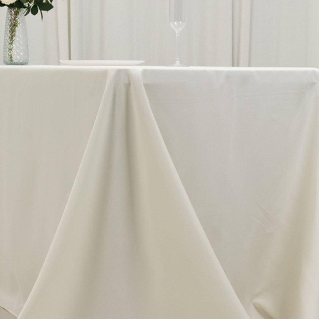 Fire Retardant Premium Polyester 90"x156" Rectangular Tablecloth Ivory - High - Performance Seamless Table Cover - Bell Racket Store