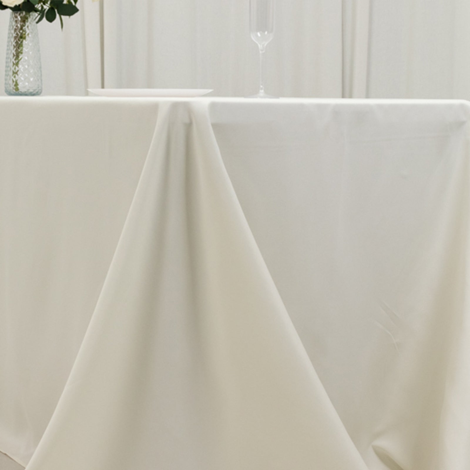 Fire Retardant Premium Polyester 90"x156" Rectangular Tablecloth Ivory - High - Performance Seamless Table Cover - Bell Racket Store