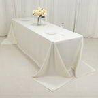 Fire Retardant Premium Polyester 90"x156" Rectangular Tablecloth Ivory - High - Performance Seamless Table Cover - Bell Racket Store