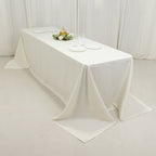 Fire Retardant Premium Polyester 90"x156" Rectangular Tablecloth Ivory - High - Performance Seamless Table Cover - Bell Racket Store