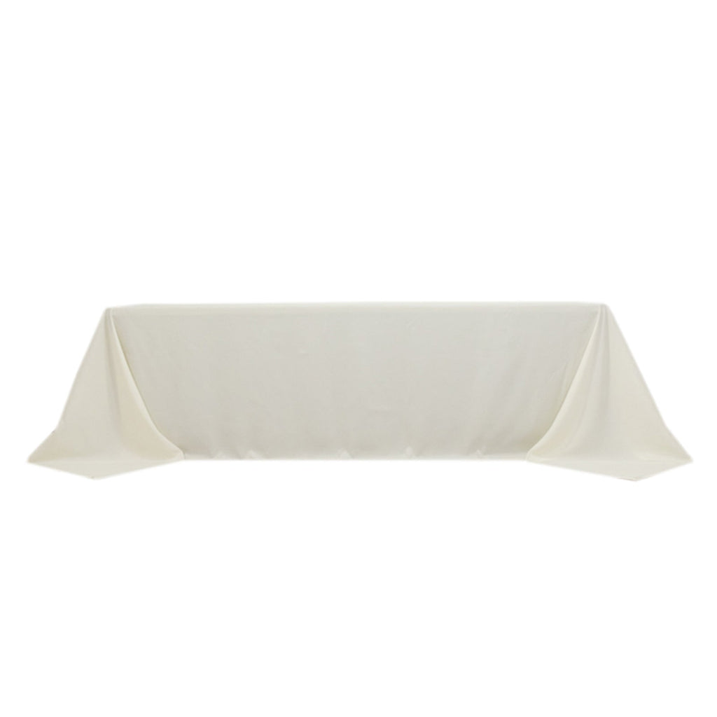 Fire Retardant Premium Polyester 90"x156" Rectangular Tablecloth Ivory - High - Performance Seamless Table Cover - Bell Racket Store