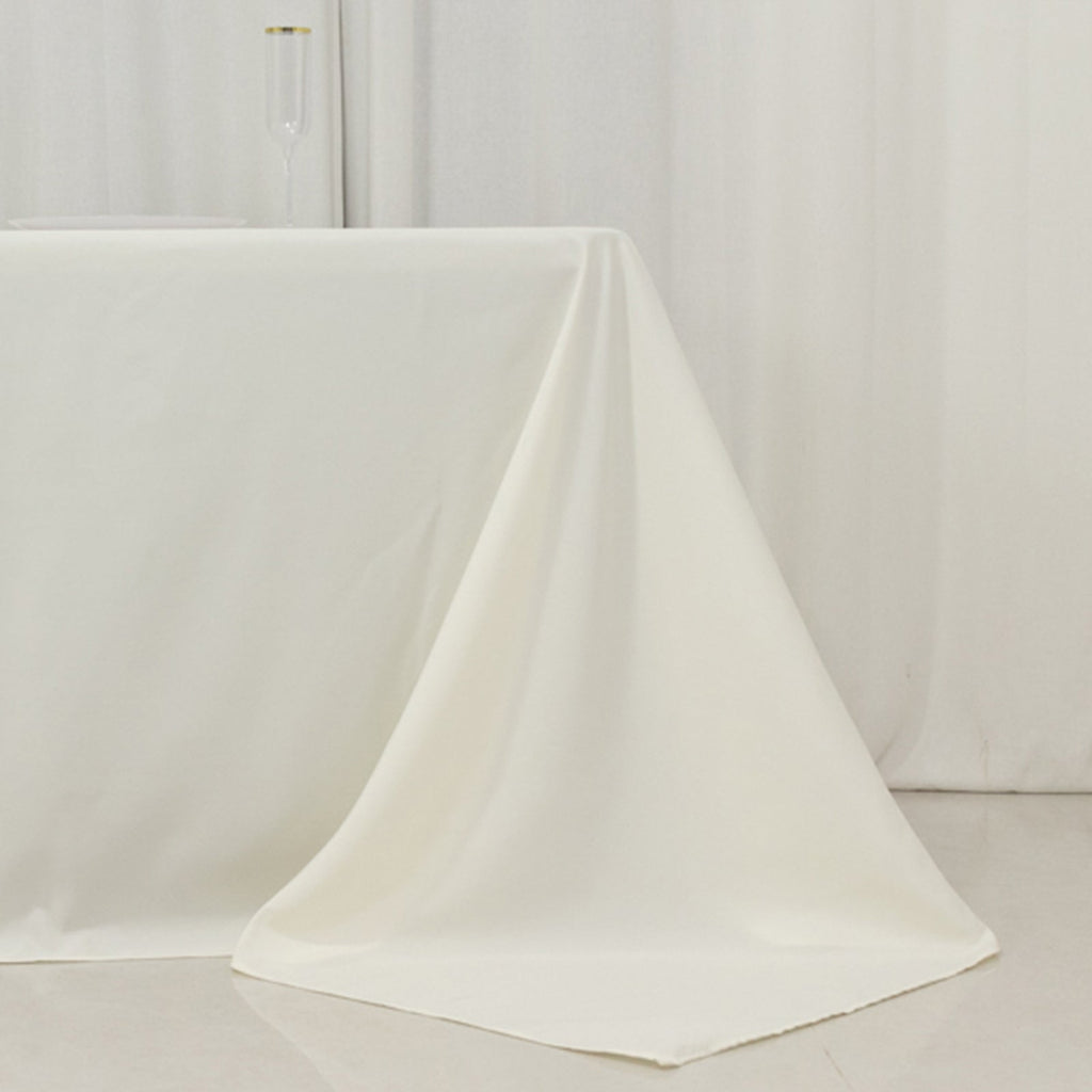 Fire Retardant Premium Polyester 90"x156" Rectangular Tablecloth Ivory - High - Performance Seamless Table Cover - Bell Racket Store