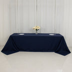 Fire Retardant Premium Polyester 90"x156" Rectangular Tablecloth Navy Blue - High - Performance Seamless Table Cover - Bell Racket Store