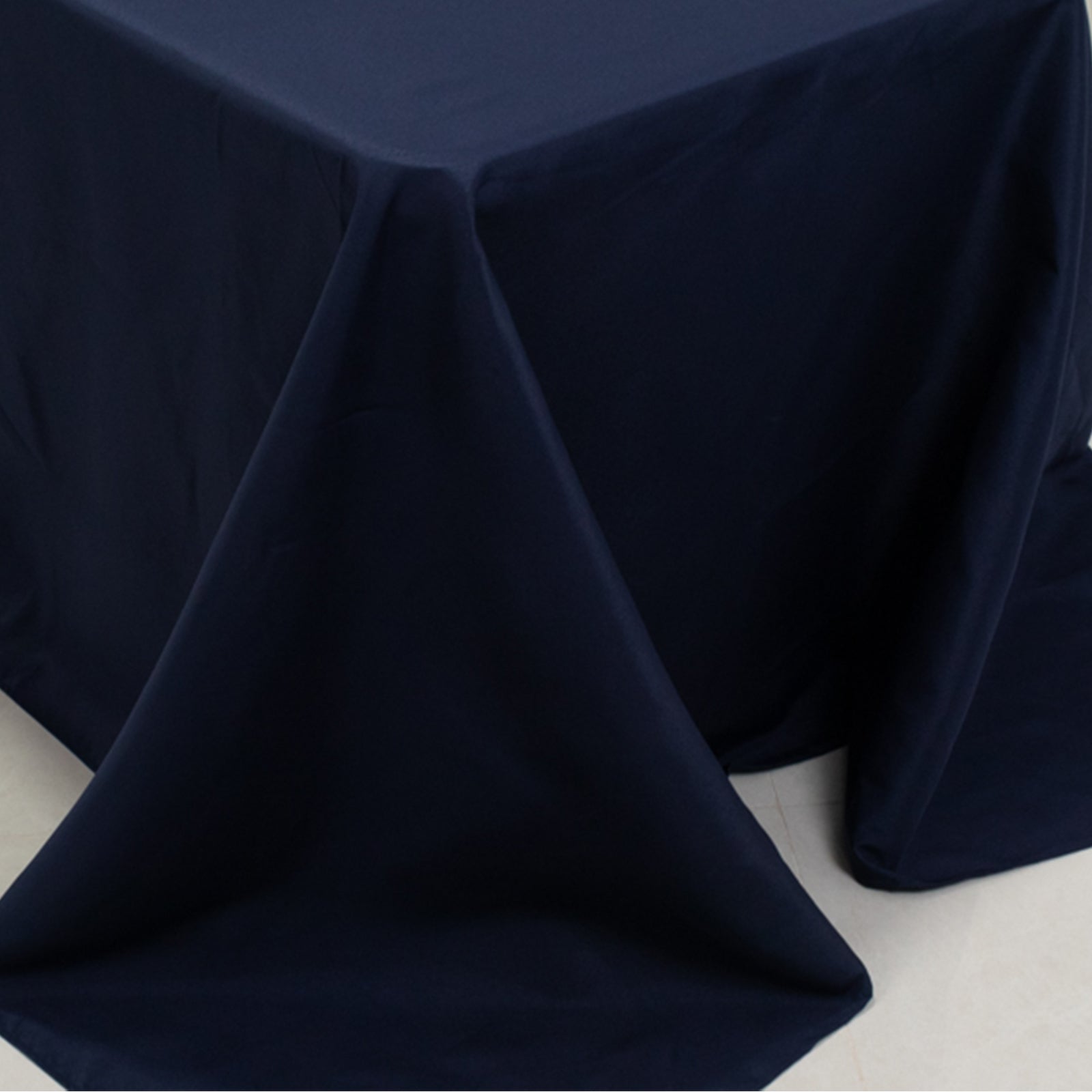 Fire Retardant Premium Polyester 90"x156" Rectangular Tablecloth Navy Blue - High - Performance Seamless Table Cover - Bell Racket Store