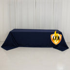 Fire Retardant Premium Polyester 90"x156" Rectangular Tablecloth Navy Blue - High - Performance Seamless Table Cover - Bell Racket Store