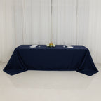 Fire Retardant Premium Polyester 90"x156" Rectangular Tablecloth Navy Blue - High - Performance Seamless Table Cover - Bell Racket Store