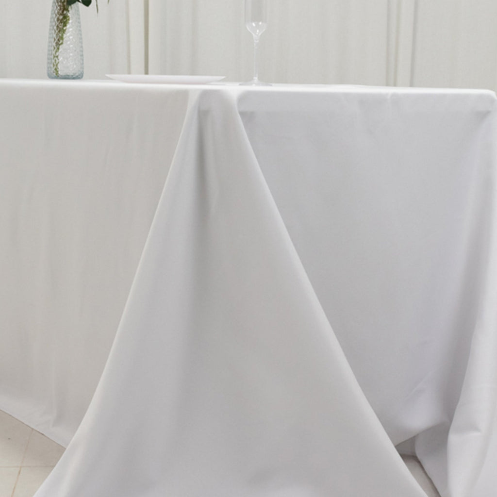 Fire Retardant Premium Polyester 90"x156" Rectangular Tablecloth White - Stylish High - Performance Seamless Table Cover for Large Gatherings - Bell Racket Store