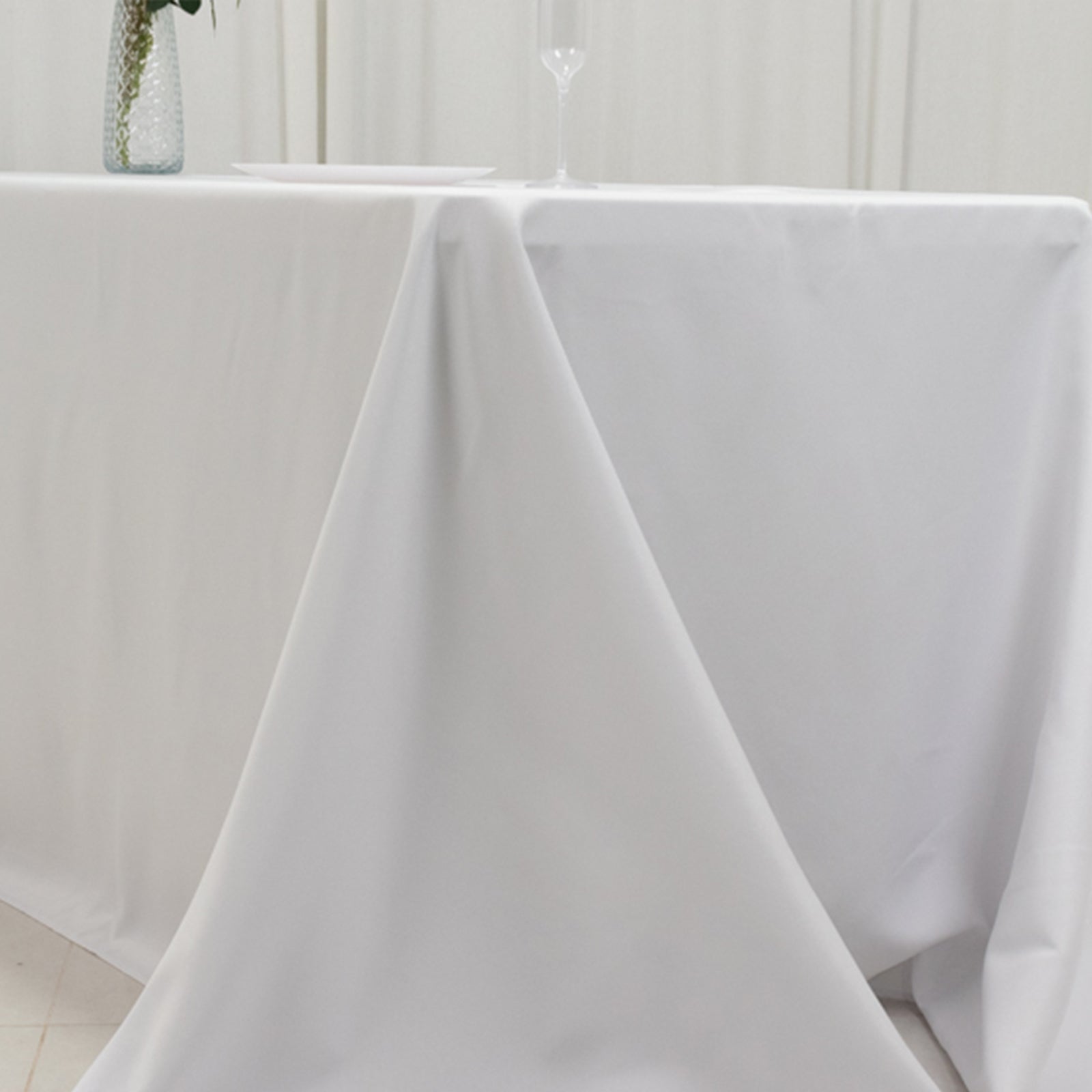 Fire Retardant Premium Polyester 90"x156" Rectangular Tablecloth White - Stylish High - Performance Seamless Table Cover for Large Gatherings - Bell Racket Store
