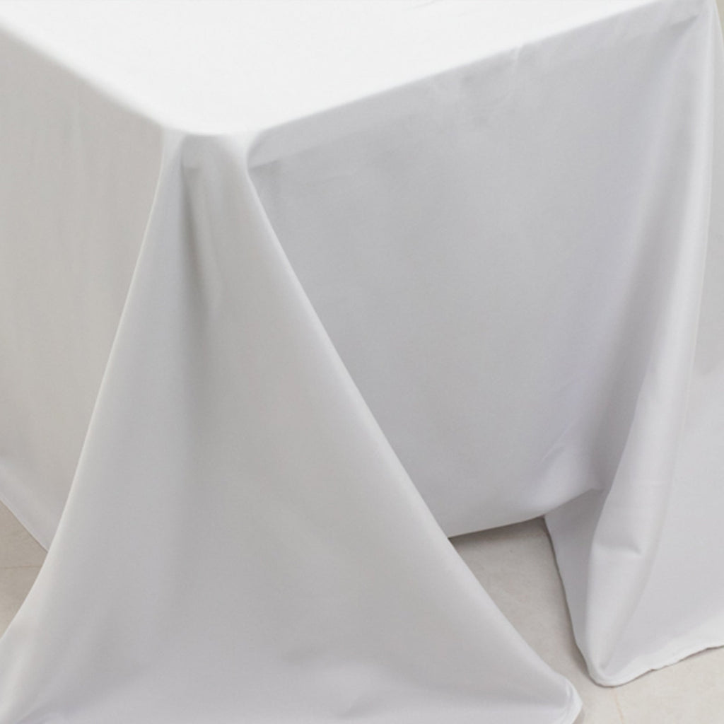 Fire Retardant Premium Polyester 90"x156" Rectangular Tablecloth White - Stylish High - Performance Seamless Table Cover for Large Gatherings - Bell Racket Store