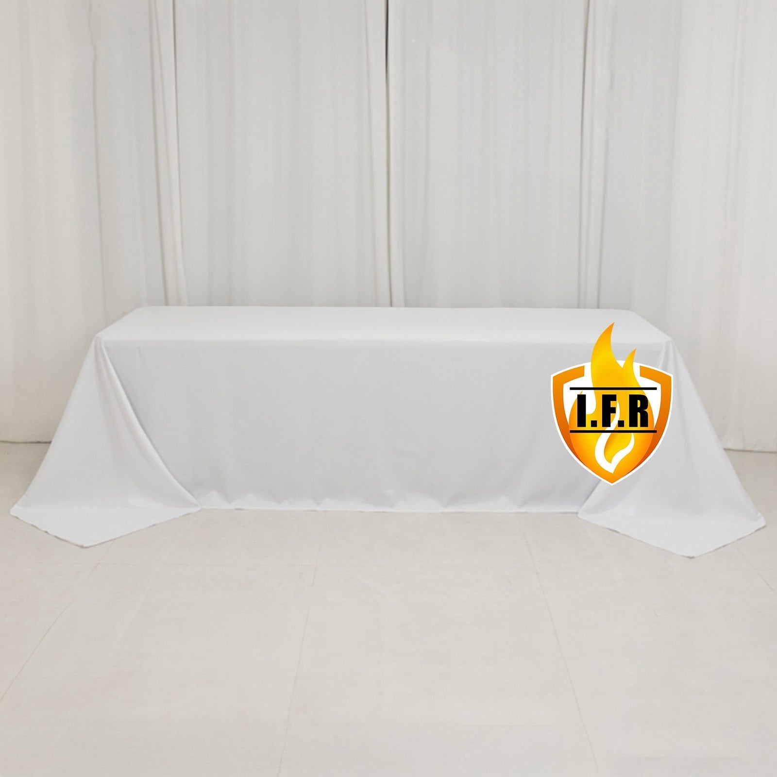 Fire Retardant Premium Polyester 90"x156" Rectangular Tablecloth White - Stylish High - Performance Seamless Table Cover for Large Gatherings - Bell Racket Store