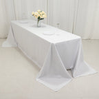 Fire Retardant Premium Polyester 90"x156" Rectangular Tablecloth White - Stylish High - Performance Seamless Table Cover for Large Gatherings - Bell Racket Store