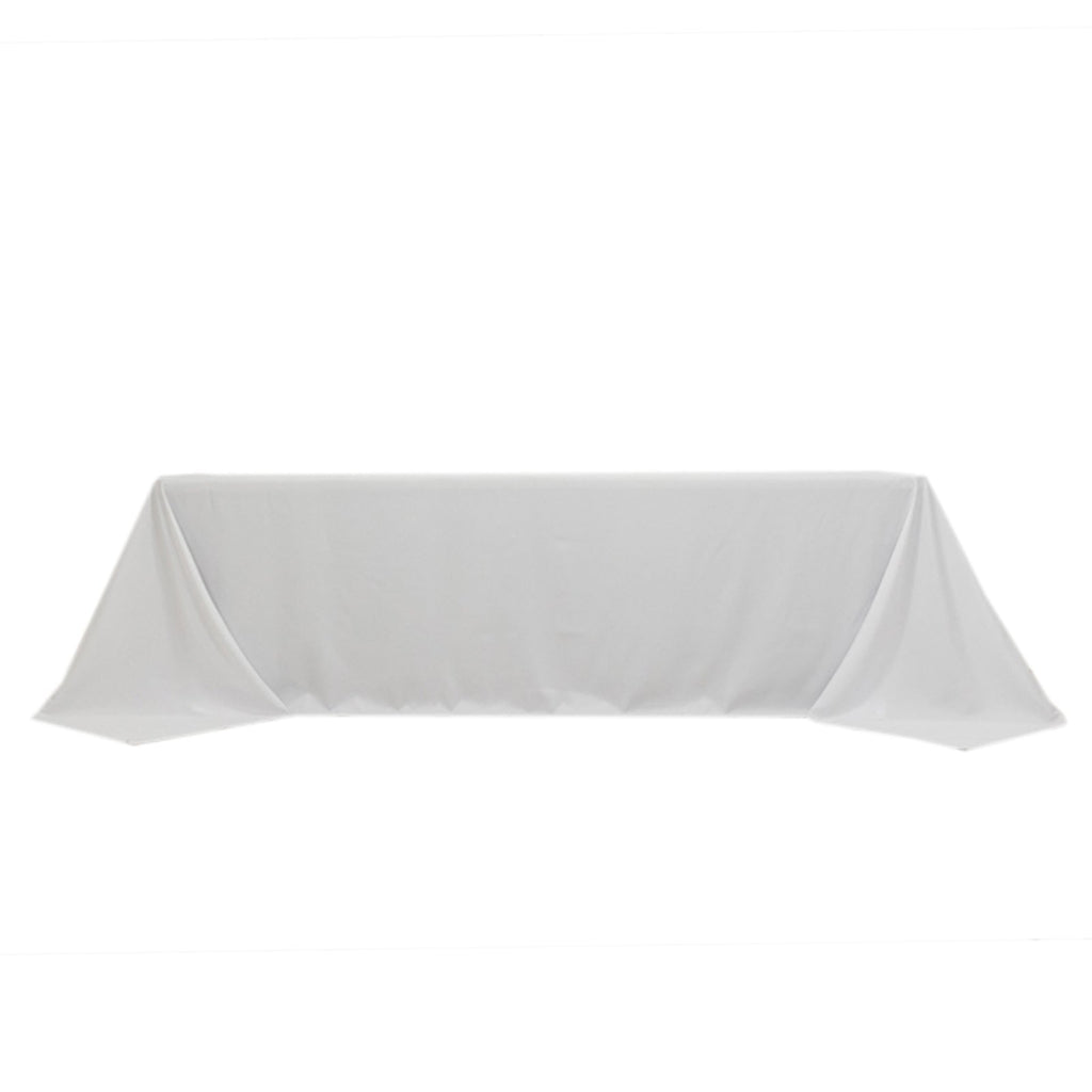 Fire Retardant Premium Polyester 90"x156" Rectangular Tablecloth White - Stylish High - Performance Seamless Table Cover for Large Gatherings - Bell Racket Store