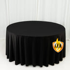 Fire Retardant Scuba Tablecloth â€“ 120" Round Black, Wrinkle Free, Stain Resistant, Seamless Polyester Cover - Bell Racket Store