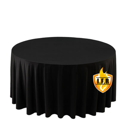 Fire Retardant Scuba Tablecloth â€“ 120" Round Black, Wrinkle Free, Stain Resistant, Seamless Polyester Cover - Bell Racket Store