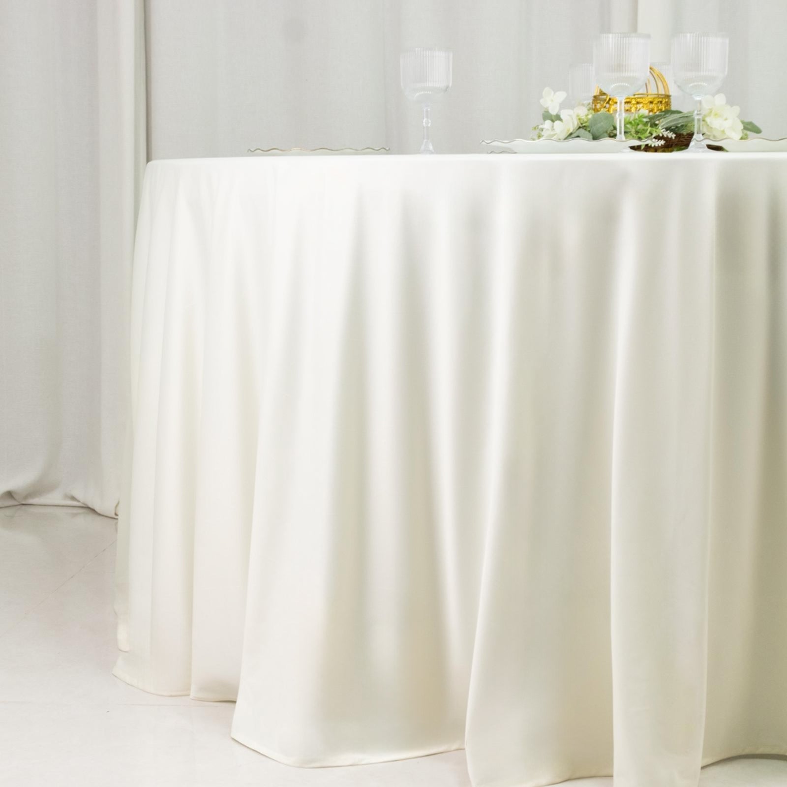 Fire Retardant Scuba Tablecloth â€“ 120" Round Ivory, Wrinkle Free, Stain Resistant, Seamless Polyester Cover - Bell Racket Store
