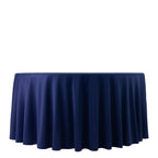 Fire Retardant Scuba Tablecloth â€“ 120" Round Navy Blue, Wrinkle Free, Stain Resistant, Seamless Polyester Cover - Bell Racket Store