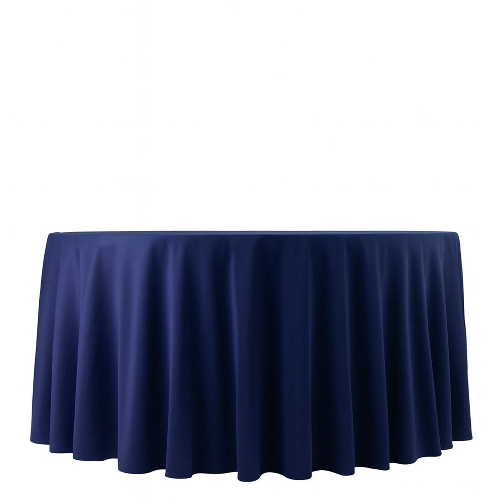 Fire Retardant Scuba Tablecloth â€“ 120" Round Navy Blue, Wrinkle Free, Stain Resistant, Seamless Polyester Cover - Bell Racket Store