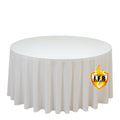 Fire Retardant Scuba Tablecloth â€“ 120" Round White, Wrinkle Free, Stain Resistant, Seamless Polyester Cover - Bell Racket Store