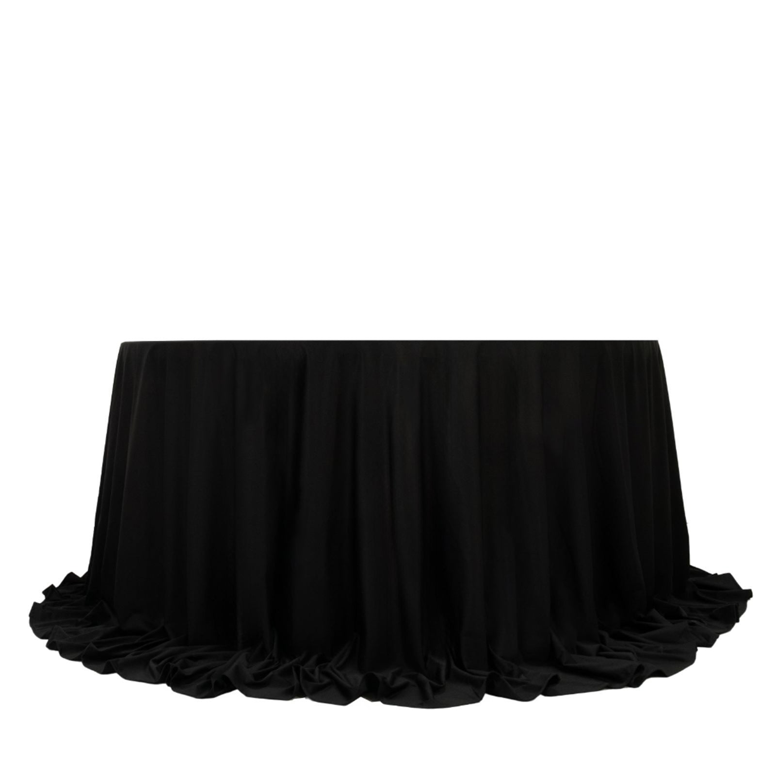 Fire Retardant Scuba Tablecloth â€“ 132" Round Black, Wrinkle Free, Stain Resistant, Seamless Polyester Cover - Bell Racket Store