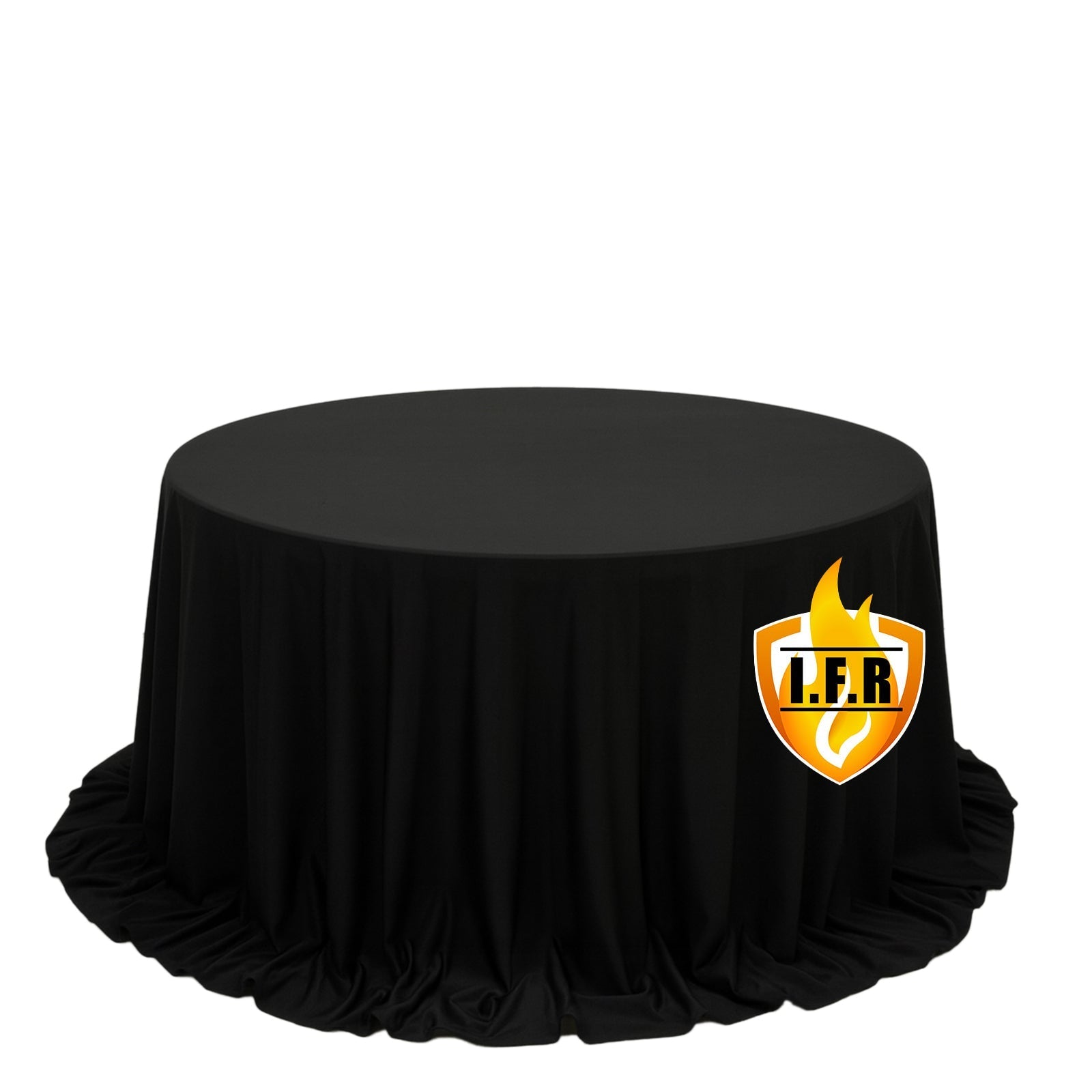 Fire Retardant Scuba Tablecloth â€“ 132" Round Black, Wrinkle Free, Stain Resistant, Seamless Polyester Cover - Bell Racket Store