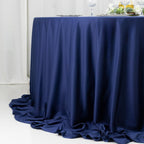 Fire Retardant Scuba Tablecloth â€“ 132" Round Navy Blue, Wrinkle Free, Stain Resistant, Seamless Polyester Cover - Bell Racket Store