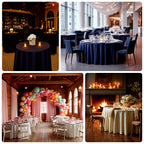 Fire Retardant Scuba Tablecloth â€“ 132" Round Navy Blue, Wrinkle Free, Stain Resistant, Seamless Polyester Cover - Bell Racket Store