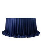 Fire Retardant Scuba Tablecloth â€“ 132" Round Navy Blue, Wrinkle Free, Stain Resistant, Seamless Polyester Cover - Bell Racket Store