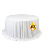 Fire Retardant Scuba Tablecloth â€“ 132" Round White, Wrinkle Free, Stain Resistant, Seamless Polyester Cover - Bell Racket Store