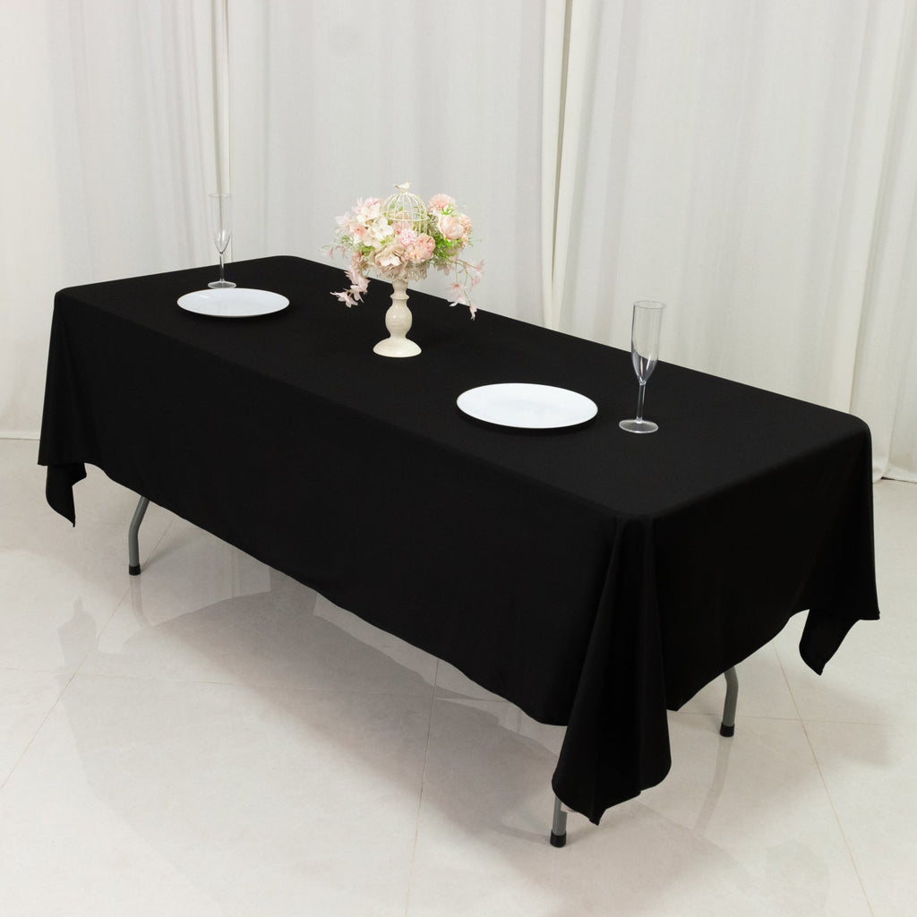 Fire Retardant Scuba Tablecloth â€“ 60"x102" Rectangle Black, Wrinkle Free, Stain Resistant Polyester Cover - Bell Racket Store