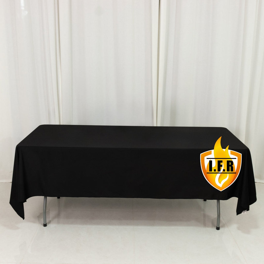 Fire Retardant Scuba Tablecloth â€“ 60"x102" Rectangle Black, Wrinkle Free, Stain Resistant Polyester Cover - Bell Racket Store