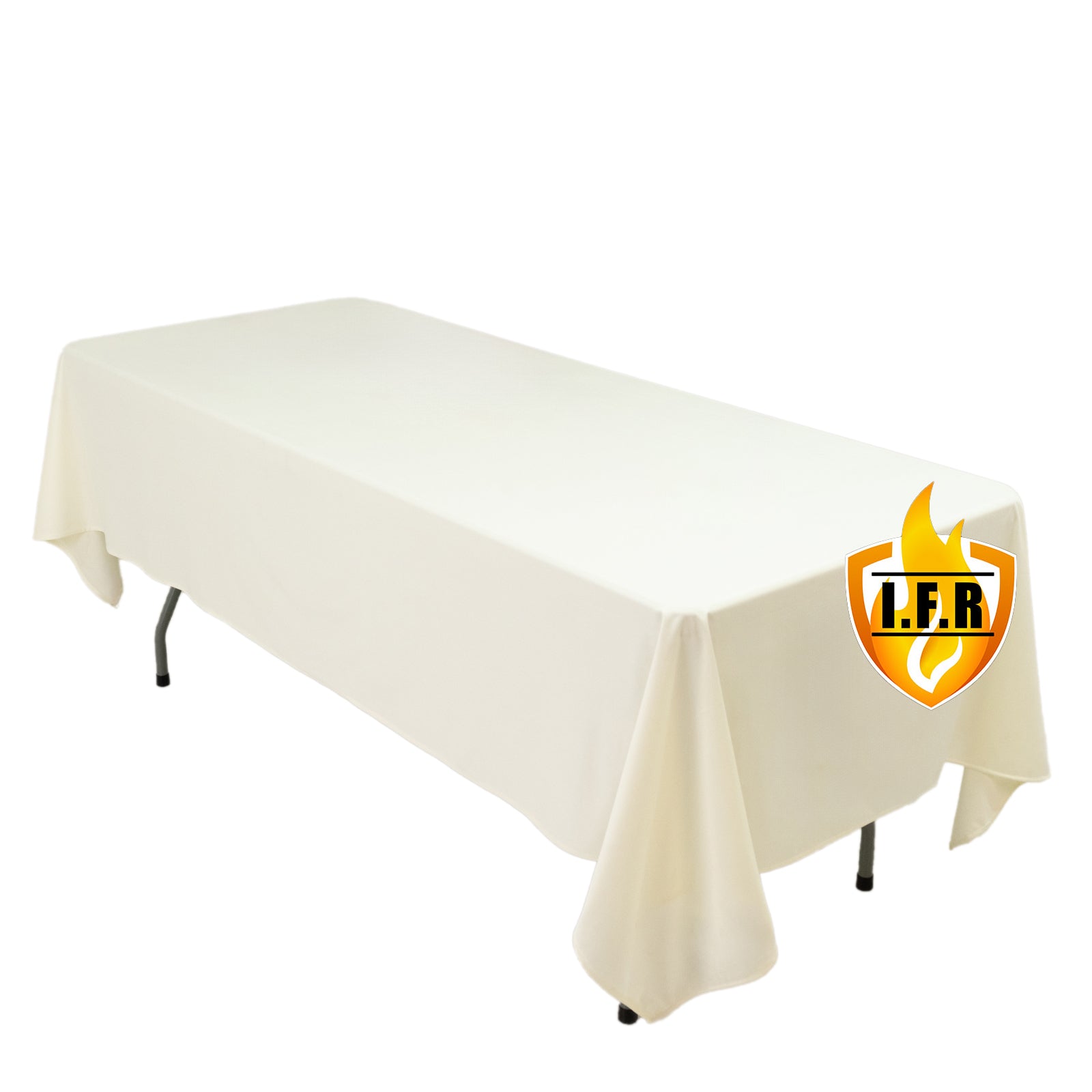 Fire Retardant Scuba Tablecloth â€“ 60"x102" Rectangle Ivory, Wrinkle Free, Stain Resistant Polyester Cover - Bell Racket Store