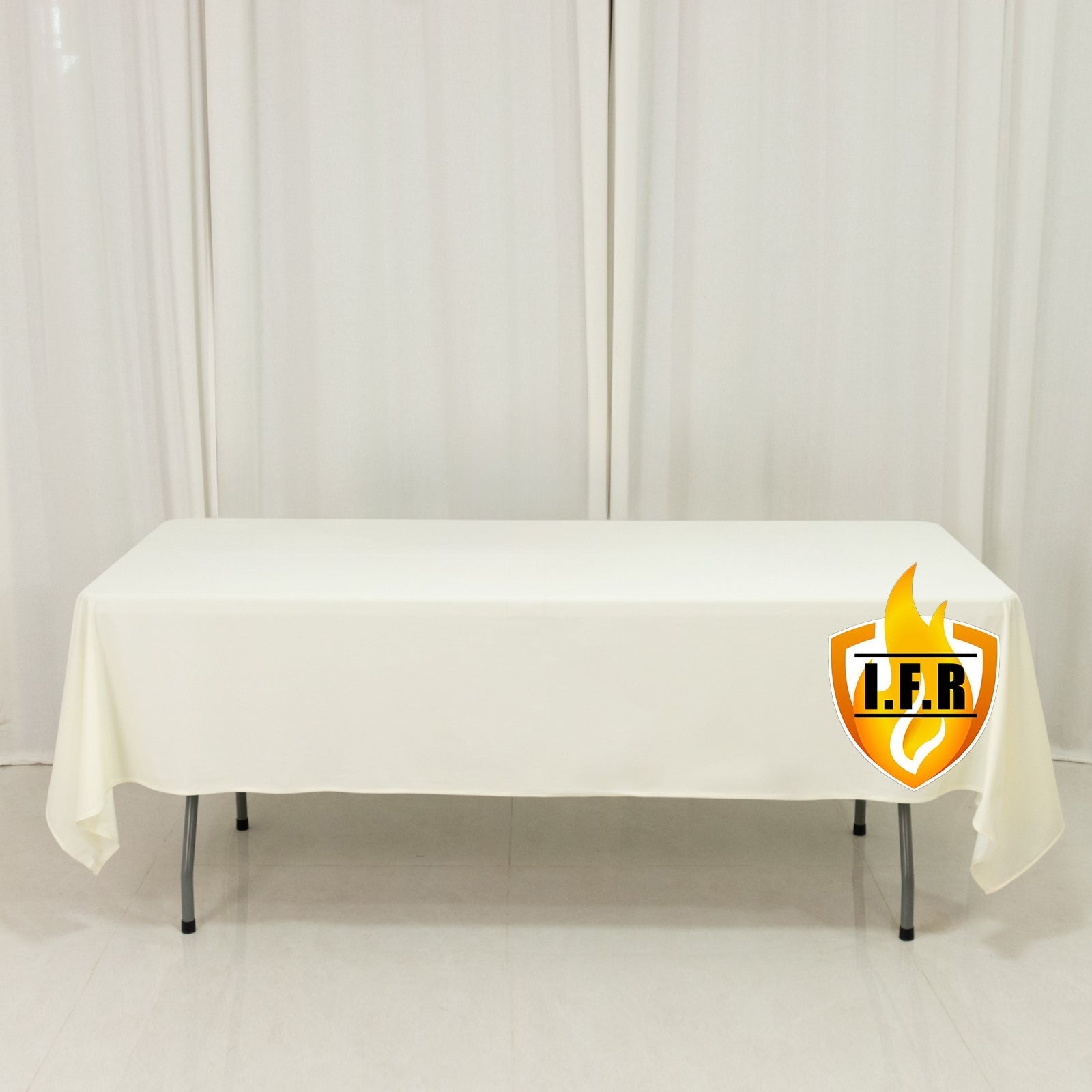 Fire Retardant Scuba Tablecloth â€“ 60"x102" Rectangle Ivory, Wrinkle Free, Stain Resistant Polyester Cover - Bell Racket Store
