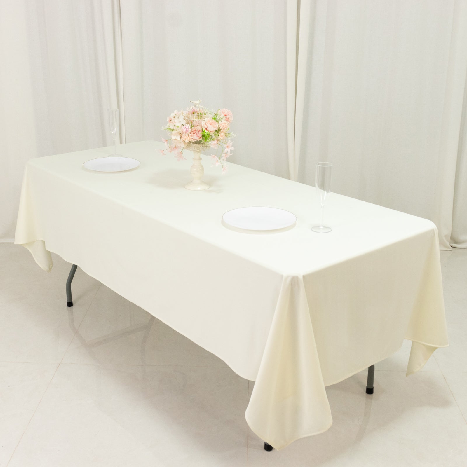 Fire Retardant Scuba Tablecloth â€“ 60"x102" Rectangle Ivory, Wrinkle Free, Stain Resistant Polyester Cover - Bell Racket Store