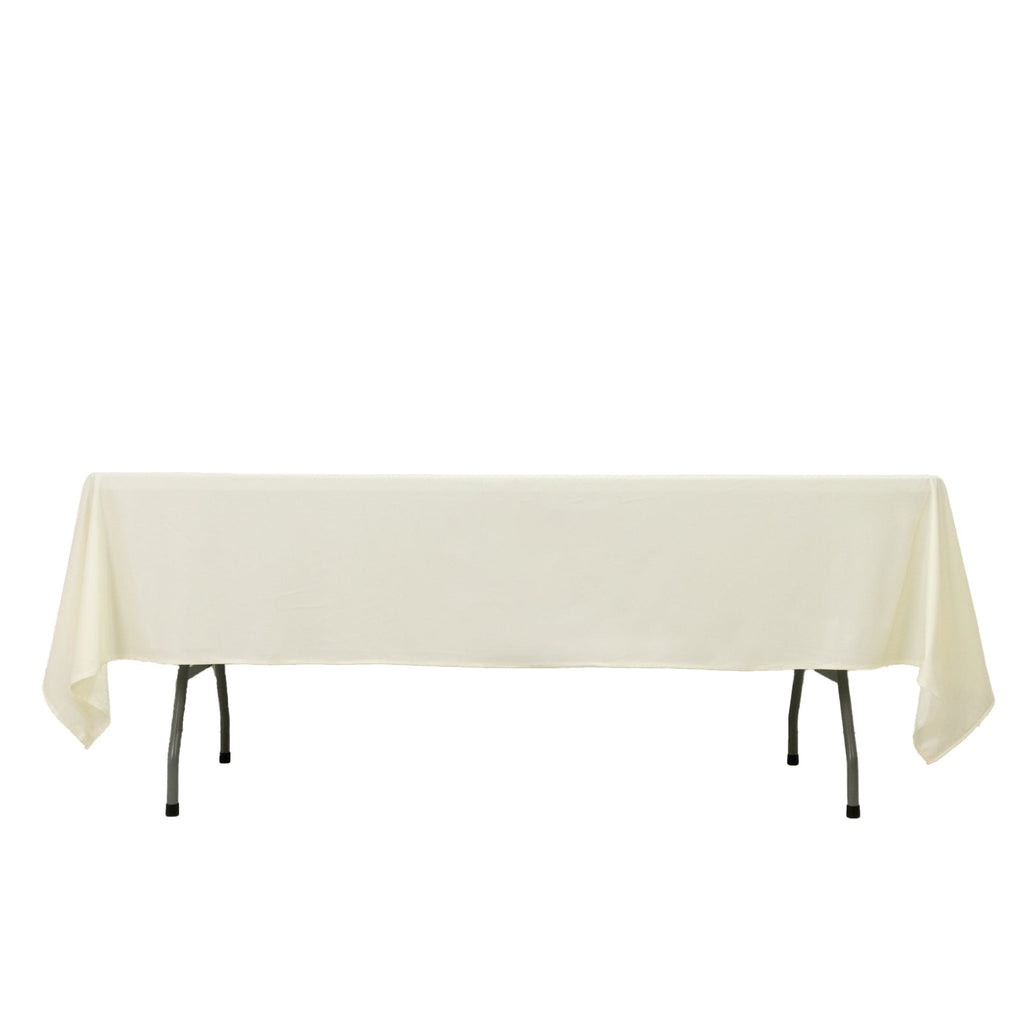 Fire Retardant Scuba Tablecloth â€“ 60"x102" Rectangle Ivory, Wrinkle Free, Stain Resistant Polyester Cover - Bell Racket Store