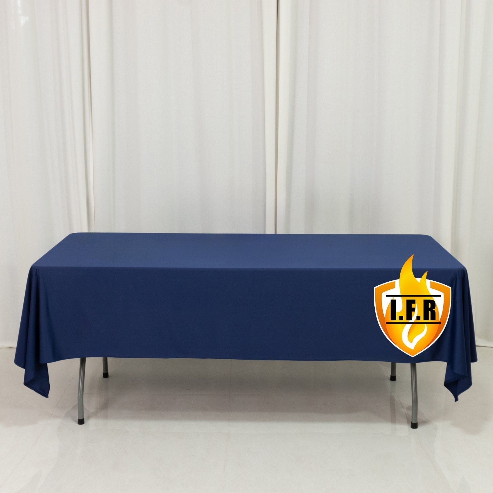 Fire Retardant Scuba Tablecloth â€“ 60"x102" Rectangle Navy Blue, Wrinkle Free, Stain Resistant Polyester Cover - Bell Racket Store